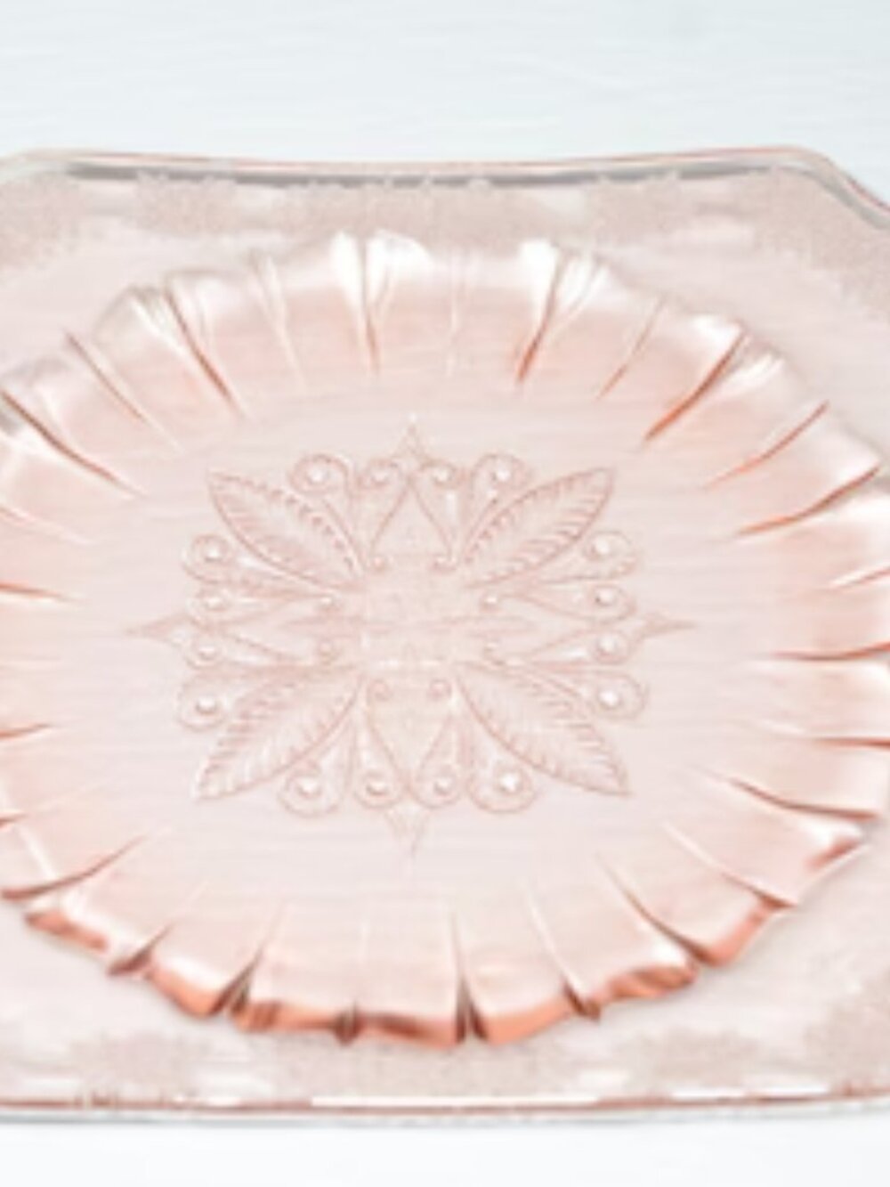 Vintage 30s Adam Pink Depression Glass Square Plate